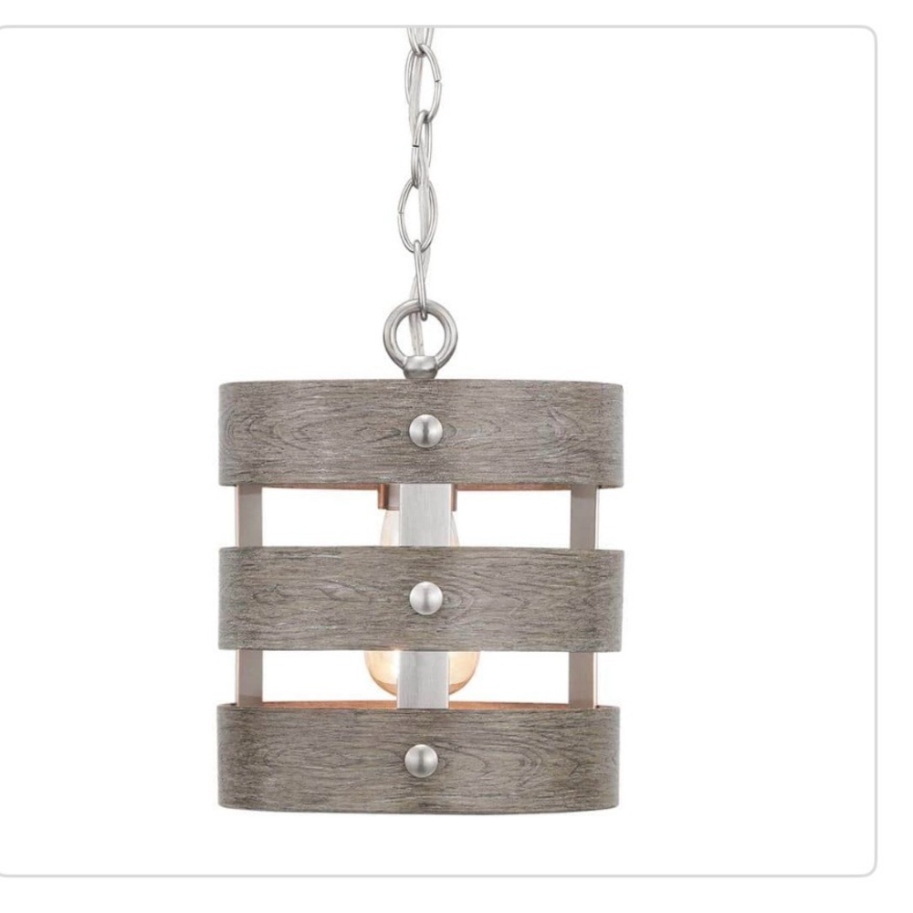 New progress lighting gulliver collection Gray Wood-Style Cage Pendant Light